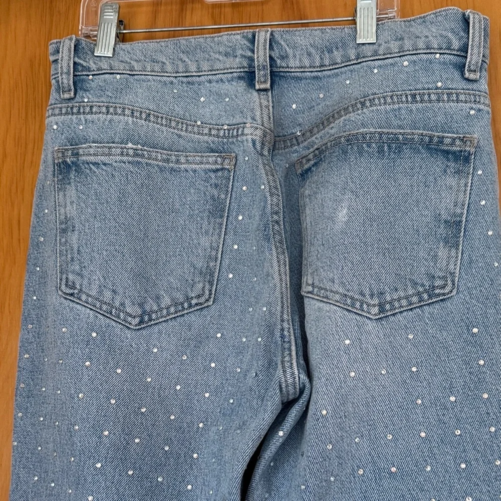 Zara Light Blue Flare Jeans with Studded Accents - Picture 11 of 12